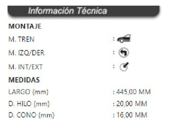 Barra Corta Delantera Izquierda Ford Bronco 1980-1996
