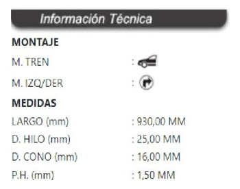 Barra Larga Dirección Derecha Ford Econoline E-250 2007-2014