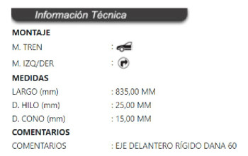Barra Corta Simple Dirección Derecha Dodge Ram 1500 00-01
