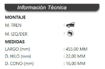 Barra Corta Simple Delantera Ford Econoline E-250 1992-2006